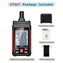 HT607 Temperature & Humidity Meter Handheld Thermometer Moisture Meter Thermo-Hygrometer LCD Psychrometer Max/Min/Data Hold Mode