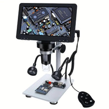 1200X Usb Digital Microscope With Camera And Video Record Function 7 Inch Screen Industrial Coin Magnifier For Jewellery Inspection Watch PCB Repair Soldering Diy 1080p Pc View With Adjustable LED Lights Wired Remote Control