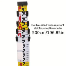Heavy-Duty 196.85inch Stainless Steel Telescopic Tower Ruler - Durable, Extendable Measuring Tool With Digital Display, Yellow