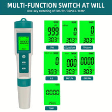 7-in-1 Water Quality Tester, Multifunctional Analysis Instrument Test Pen, PH/ORP/EC/TEMP/SALT/S.G/TDS LCD Backlight