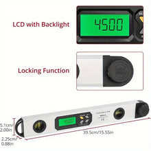 16 inch/40cm Aluminum Digital Angle Finder Built-in Bubble Vials, XUNTOP Digital Protractor 0-225° with Large Backlit Display Ideal for Interior Designer Carpenter Woodworker