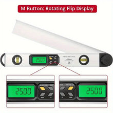 16 inch/40cm Aluminum Digital Angle Finder Built-in Bubble Vials, XUNTOP Digital Protractor 0-225° with Large Backlit Display Ideal for Interior Designer Carpenter Woodworker