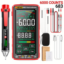 ouch Screen Professional Multimeter, Digital Multimeter Tester, Automatic Range TRMS 6000 Counting Voltmeter, Intelligent Charging Meter, Measuring AC/DC Current, NCV, Voltage, Ohms, Amplifier, Resistance, Diode, Counting, Capacitance, Temperature
