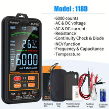 Aicevoos Smart Digital Multimeter True RMS Auto-Ranging Voltmeter Electrical Professional Tester Measures DC/AC Voltage Current Capacitance Resistance Continuity Duty-Cycle Temperature Frequency