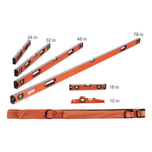 VEVOR Magnetic Torpedo Level, 78/48/32/24/16/10 in Mechanical Level Set, Bubble Vials Ruler for 45/90/180 Degree, Aluminum Alloy Leveler Tool w/Viewing Window (Only 10 inch has magnetic)