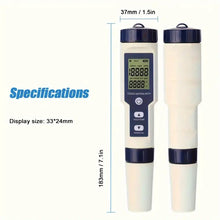 Digital Water Quality Tester - Measures pH, EC, TDS, Salinity, and Temperature - 5-in-1 Multi-Function Monitor for Accurate Water Testing