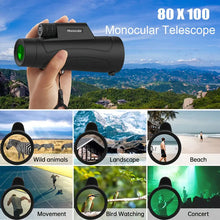 80x100 HD Monocular Telescope High Powered for Adults with BAK4 Prism & FMC Lens, Lightweight with Smartphone Adapter - For Bird Watching, Hiking, Traveling, Concert