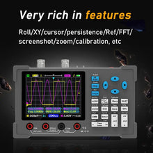 3in1 Oscilloscope Multimeter Signal Generator Machine 3.2inch IPS Display Oscope Meter Handheld Oscilloscope 120Mhz Bandwidth 250MSa/s Sampling Rate Dual Channel Oscillometer With Waveform Save And View Function For DIY And Electronic Test