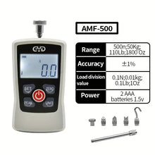 GYD Digital Force Gauge with Multiple Attachments - Battery Powered, Plastic & Metal Construction, No Battery Included - Ideal for Construction, Mechanic & Manufacturing Applications - White