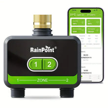 RAINPOINT Smart Hose Timer with Irrigation Mode and Interval Mode, App Control, HTV210B 2-Zone Wireless Water Timer, Maximum 6 Plans Per Zone (HTV210B)
