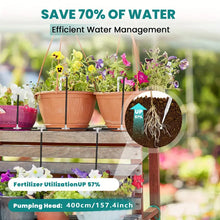 RAINPOINT Solar Drip Irrigation System Outdoor Automatic Plant Waterer Outdoor For 15 Pots - 15s-30mins DIY Plant Watering System With Rain Delay - 2600mAh Anti-Siphon Plant Watering Devices