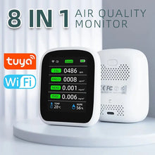 Tuya Wifi Air Quality Meter, 8-in-1 Indoor Air Quality Monitor Portable CO2 Monitor Temperature and Humidity Tester