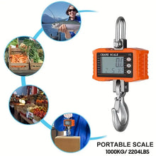 Heavy Duty Digital Crane Scale - 1000KG (2204lbs) with LCD Backlight, Unit Change, Data Hold, Tare, and Zero - Ideal for Construction Sites, Travel, Markets, and Fishing