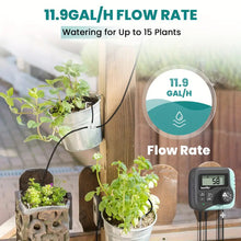 RAINPOINT Solar Drip Irrigation System Outdoor Automatic Plant Waterer Outdoor For 15 Pots - 15s-30mins DIY Plant Watering System With Rain Delay - 2600mAh Anti-Siphon Plant Watering Devices
