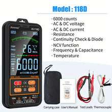 1pc Smart Digital Multimeter Auto-Ranging Voltmeter Electrical Tester Measures Voltage Current Capacitance Resistance Continuity Duty-Cycle Temperature Frequency