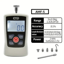 GYD Digital Force Gauge with Multiple Attachments - Battery Powered, Plastic & Metal Construction, No Battery Included - Ideal for Construction, Mechanic & Manufacturing Applications - White