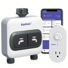 RAINPOINT WiFi 2 Zone Smart Water Timer for Garden Hose - 6 Different Schedules, Watering by Gallon and Time, Irrigation & Mist Mode Sprinkler Timer for Lawn, Yard Care
