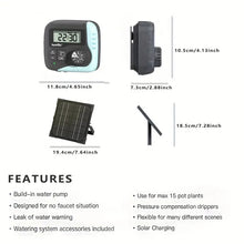 RAINPOINT Solar Drip Irrigation System Outdoor Automatic Plant Waterer Outdoor For 15 Pots - 15s-30mins DIY Plant Watering System With Rain Delay - 2600mAh Anti-Siphon Plant Watering Devices