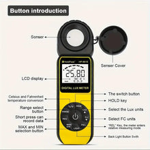 HOLDPEAK Digital Light Meter, Digital Illuminometer/Light Meter With 1-300, 000 Lux (1-30, 000 FC) Measuring Ranges And 270° Rotated Sensor For LED Lights And Plants Lumen Meter, HP-881E