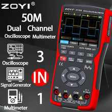 ZOTEK 703S 3-in-1 Handheld Oscilloscope Multimeter DDS Generator, Dual Channel 50MHZ Bandwidth, 280MSa/s High Sampling Professional Oscilloscope, 25000 Count Digital Multimeter, Voltmeter, 2*P2060 Probes