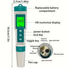 GOXAWEE Portable 7-in-1 Water Quality Tester, PH/ORP/EC/TEMP/SALT/S.G/TDS LCD Water Salinity Tester, Multifunctional Analysis Instrument, Drinking Water Aquariums Hydroponic Cooking Tester, High Accuracy Water Tester For Pools