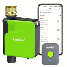 RAINPOINT WiFi Sprinkler Timer, Brass Inlet Smart Hose Timer For Watering, Smart Water Timer For Garden Hose With Hub, APP & Voice Control, Automatic Irrigation System For Lawns And Yard (HTV107B+HWG009WB)