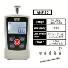 GYD Digital Force Gauge with Multiple Attachments - Battery Powered, Plastic & Metal Construction, No Battery Included - Ideal for Construction, Mechanic & Manufacturing Applications - White
