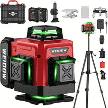 Luxury Suitcase 16 Line Green Laser Level, Two Large Capacity 4800mAh Batteries, Stable Triangular Bracket, 4x360 Degree Green Cross Line Vertical And Horizontal Level