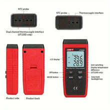 1set Mini Digital Thermometer Dual K/J Type Thermocouple Thermometer High Temperature Tester Meter -50℃ To 1200℃
