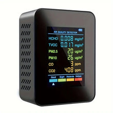 1pc 6 In 1 Air Quality Monitor CO2 CO Meter PM2.5 PM10 HCHO TVOC, LCD Display Gas Detector CO2 Sensor Analyzer