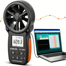 BTMETER BT-866A Pro Handheld HVAC Anemometer For CFM Air Flow, Wind Speed Meter Gauge Measures Wind Velocity Temp%RH Dew Point With USB Sync To PC