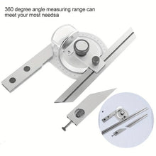 Universal Bevel Protractor, 360° Steel Angle Finder Measuring Ruler With Magnifying Glass Angle Measuring Protractor US
