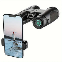 12x42 adult binoculars, portable IP53 waterproof compact low-light night vision binoculars, high-definition clear high-power large-field binoculars and upgraded bird watching and hunting phone adapter