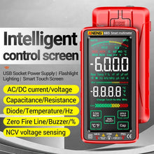 ouch Screen Professional Multimeter, Digital Multimeter Tester, Automatic Range TRMS 6000 Counting Voltmeter, Intelligent Charging Meter, Measuring AC/DC Current, NCV, Voltage, Ohms, Amplifier, Resistance, Diode, Counting, Capacitance, Temperature