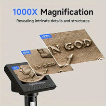 4.3-Inch Digital Microscope, 1000X Coin Magnifier With 8-LED, Compatible With Windows, PC View, DM4 Microscope