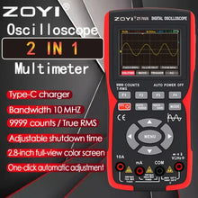 ZT-702S 2 in 1 Handheld Digital Automotive Oscilloscope Multimeter Diode Tester multimeter auto rangin48MSa/s High Sampling Rate Amp Ohm Volt Meter Tester Voltage/Current Test