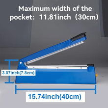 Impulse Sealer 11.81inch, Manual Heat Seal Machine with Adjustable Heating Mode, ABS Shrink Wrap Bag Sealers for Plastic Mylar PE PP Bags, Portable Poly Bag Sealing Machine with Extra Replace Kit
