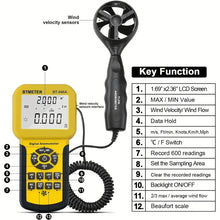 BTMETER BT-846A Pro HVAC Anemometer Measures Wind Speed Wind Flow Wind Temperature CFM Air Flow Velocity Meter With Backlight MAX MIN AVG