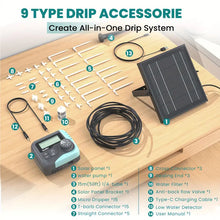 RAINPOINT Solar Drip Irrigation System Outdoor Automatic Plant Waterer Outdoor For 15 Pots - 15s-30mins DIY Plant Watering System With Rain Delay - 2600mAh Anti-Siphon Plant Watering Devices