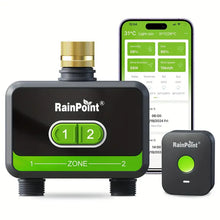 RainPoint Hose Timer For Garden Irrigation System 2 Outlet Brass Inlet, Smart Sprinkler Timer Watering Controller Automatic Watering System For Lawns And Yard, APP Control
