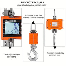 Heavy Duty Digital Crane Scale - 1000KG (2204lbs) with LCD Backlight, Unit Change, Data Hold, Tare, and Zero - Ideal for Construction Sites, Travel, Markets, and Fishing