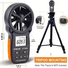 BTMETER BT-866A Pro Handheld HVAC Anemometer For CFM Air Flow, Wind Speed Meter Gauge Measures Wind Velocity Temp%RH Dew Point With USB Sync To PC