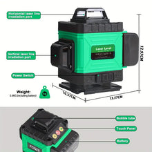 Tegatok 16 Lines 4 D Laser Level 360° Self Leveling Rotary Cross Line Measure With 2 Batteries