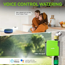 RAINPOINT WiFi Sprinkler Timer, Brass Inlet Smart Hose Timer For Watering, Smart Water Timer For Garden Hose With Hub, APP & Voice Control, Automatic Irrigation System For Lawns And Yard (HTV107B+HWG009WB)