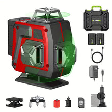 16 line green laser level set, including luxury suitcase and 2 2400mAh long battery life batteries