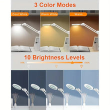 10x High-Definition Magnifying Glass Swing Arm Lamp - 2200 Lumens LED with 3 Color Modes & 10 Stepless Brightness Levels - Ideal for Soldering, Crafting, and Detailed Work - Metal Clamp Base