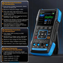 3 In 1 Oscilloscope Multimeter Signal Generator Machine Handheld Oscilloscope 10Mhz Bandwidth 50MSa/s Sampling Rate Dual Channel Oscillometer With Waveform Save And View Function For DIY And Electronic Test