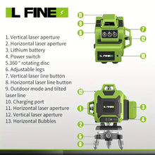 16 line green laser level, luxury package box, with 1M retractable bracket, luxury rotating base, two digital display batteries