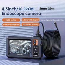 Industrial Endoscope, 8mm HD Digital Borescope Inspection Camera 4.3 Inch IPS LCD Screen IP67 Waterproof Snake Camera With 8 LED Lights, 15/20/30m Semi-Rigid Cable, Auto Repair Plumbing House Auxiliary Inspection