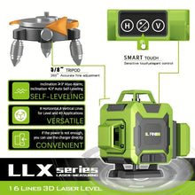 16 line green laser level, luxury package box, with 1M retractable bracket, luxury rotating base, two digital display batteries